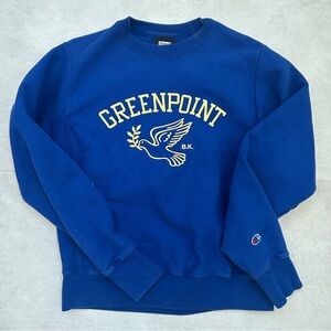 Belief NYC Greenpoint Crewneck Sweatshirt, Champion Reverse Weave, Blue, Small
